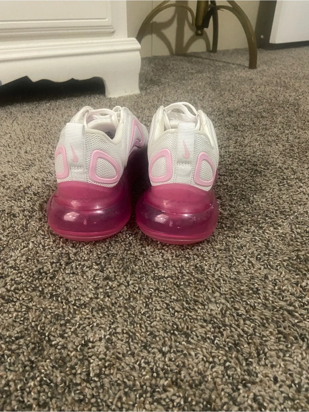 Nike Women's White and Light Pink Mesh Running Sneakers